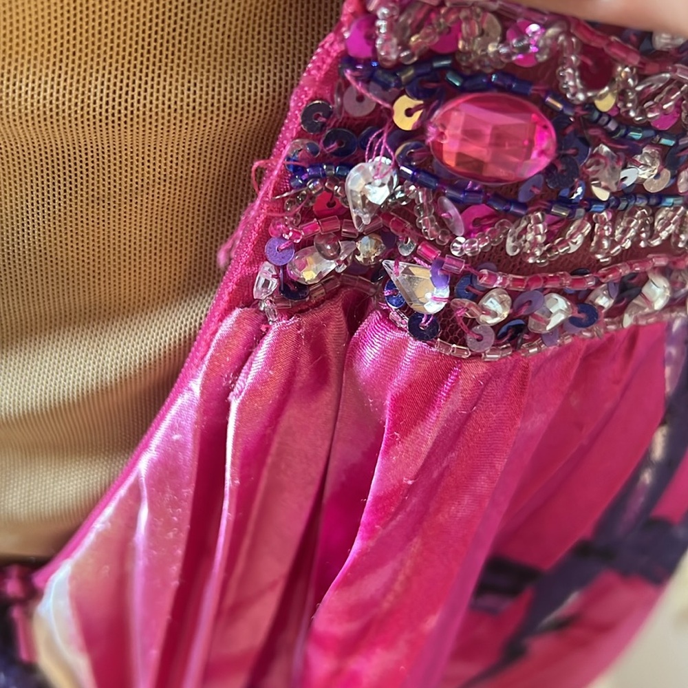 David's Bridal Vibrant Pink and Purple Midi Dress - Picture 5 of 6